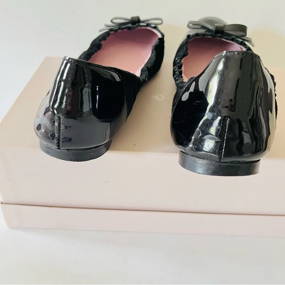 Valentino red black patent and velvet ballet slippers